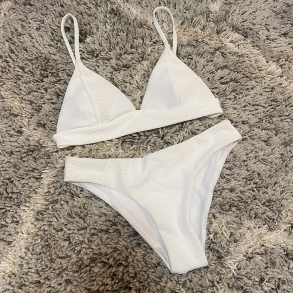 Zaful White Ribbed Bikini